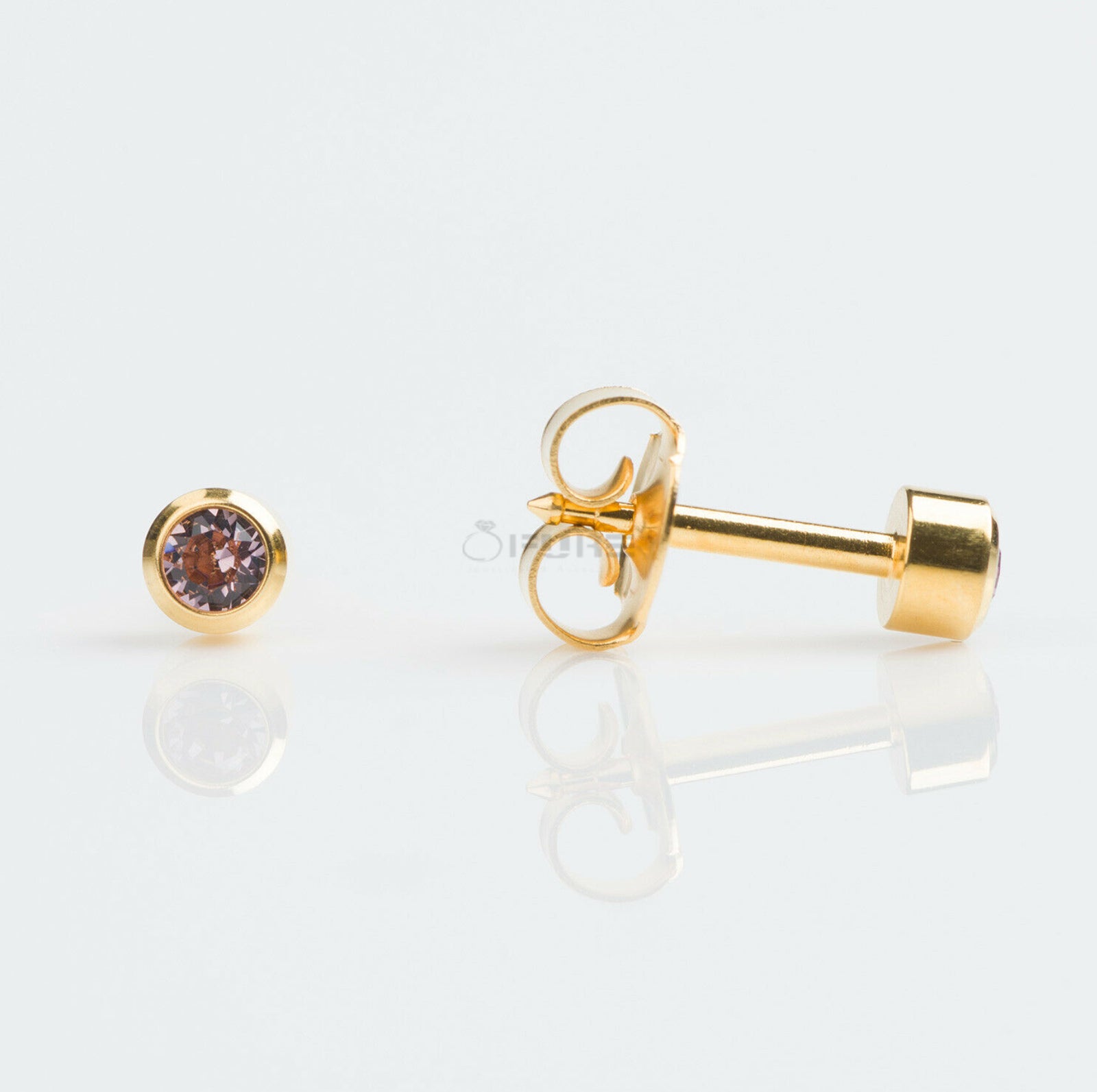 4Mm 18K Gold Plated Surgical Steel Cubic Zirconia round Cartilage Stud Earrings