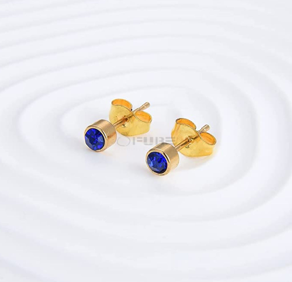 4Mm 18K Gold Plated Surgical Steel Cubic Zirconia round Cartilage Stud Earrings