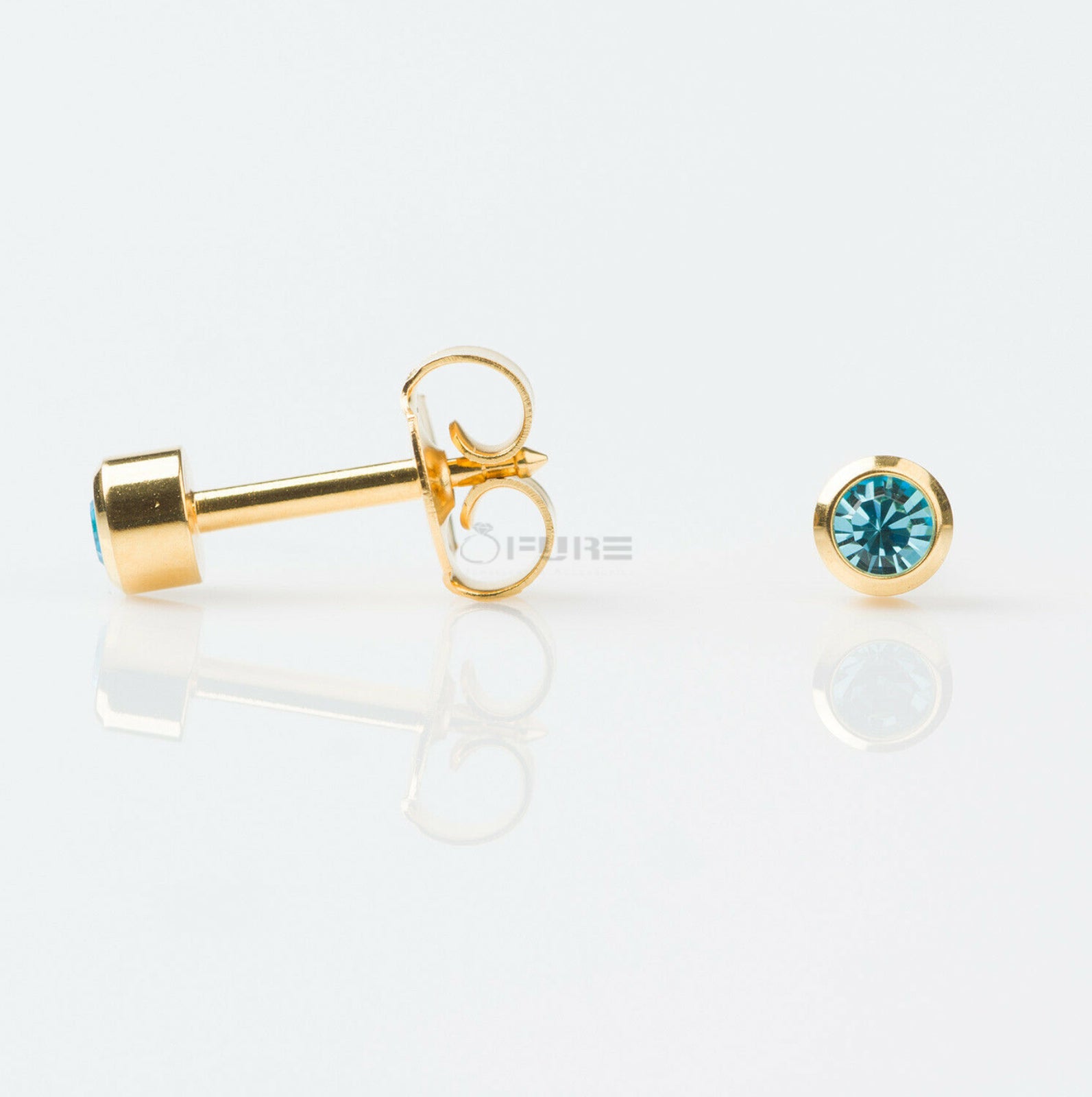 4Mm 18K Gold Plated Surgical Steel Cubic Zirconia round Cartilage Stud Earrings