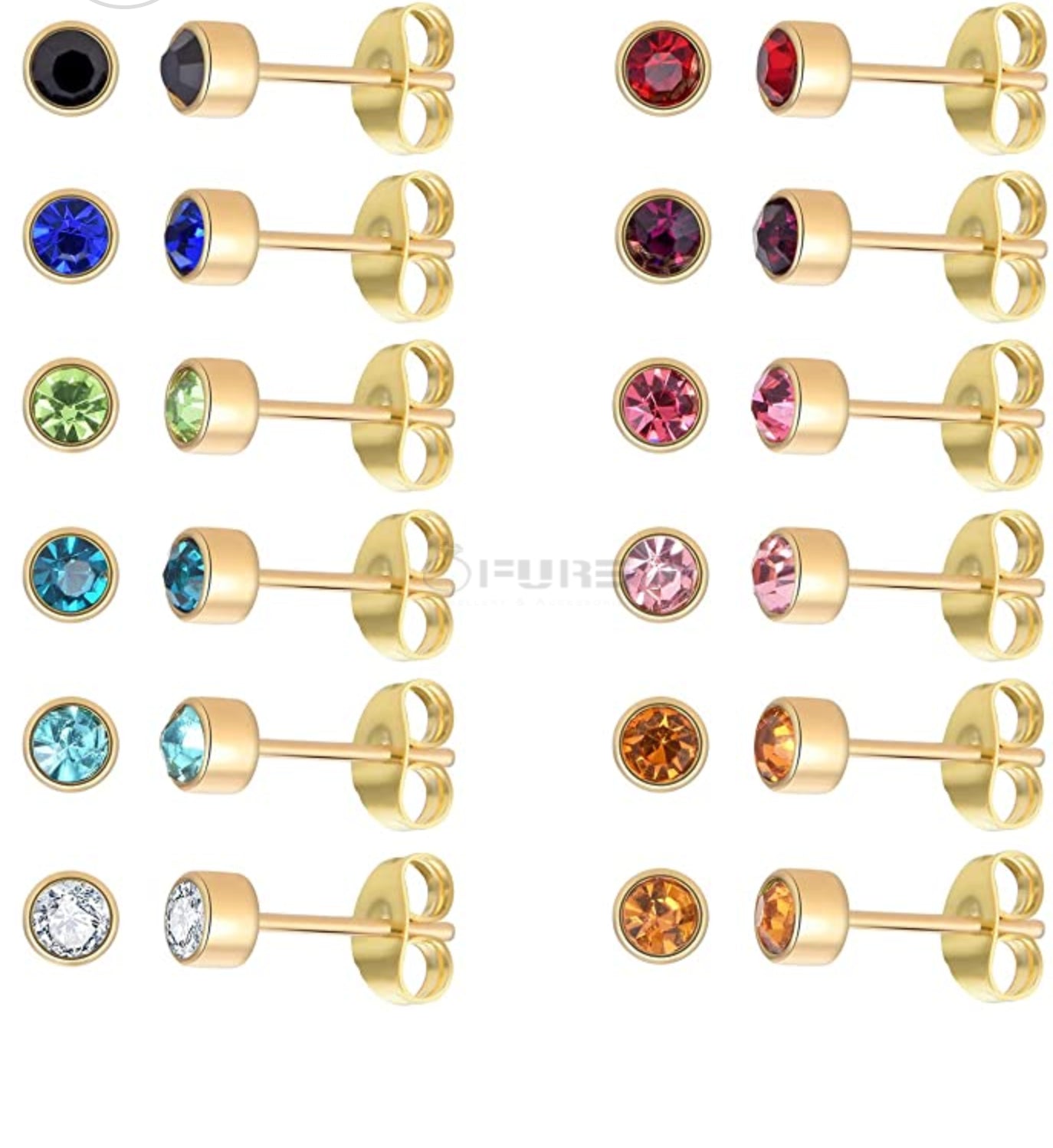 4Mm 18K Gold Plated Surgical Steel Cubic Zirconia round Cartilage Stud Earrings