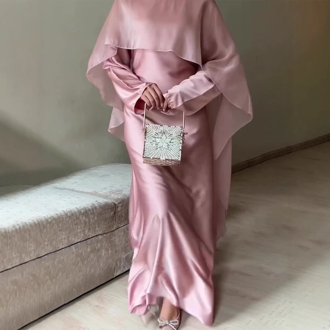 Women's Slim-fit Long Sleeve Tied Luxury Silky Dress