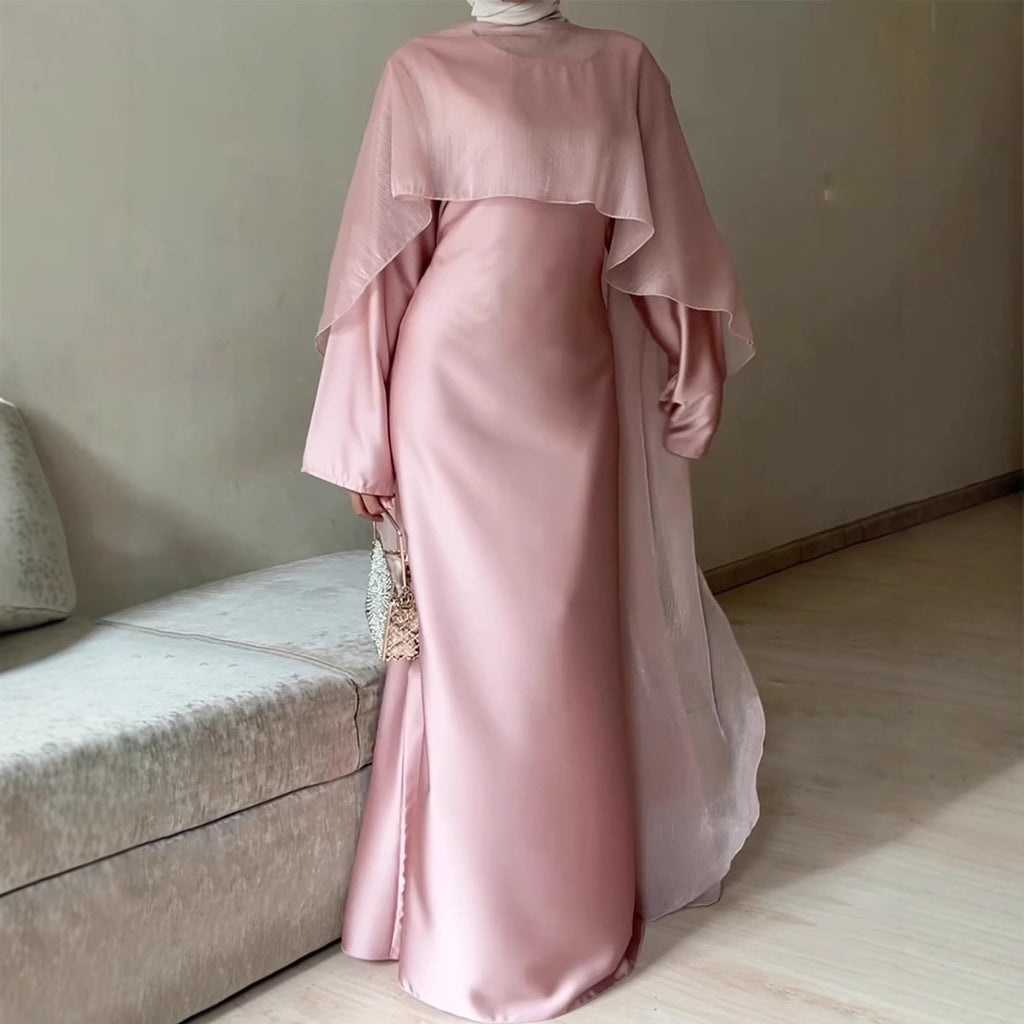 Women's Slim-fit Long Sleeve Tied Luxury Silky Dress