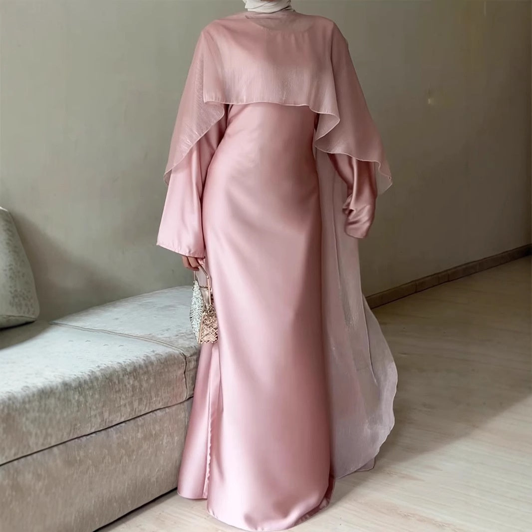 Women's Slim-fit Long Sleeve Tied Luxury Silky Dress