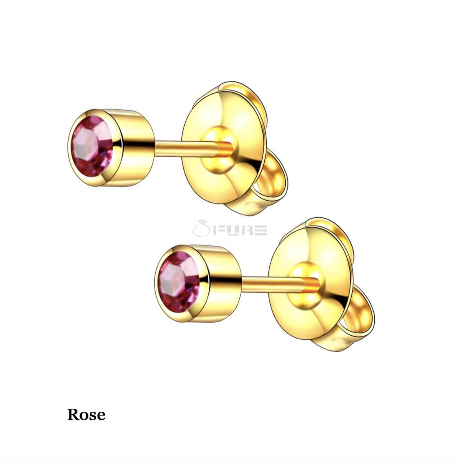 4Mm 18K Gold Plated Surgical Steel Cubic Zirconia round Cartilage Stud Earrings