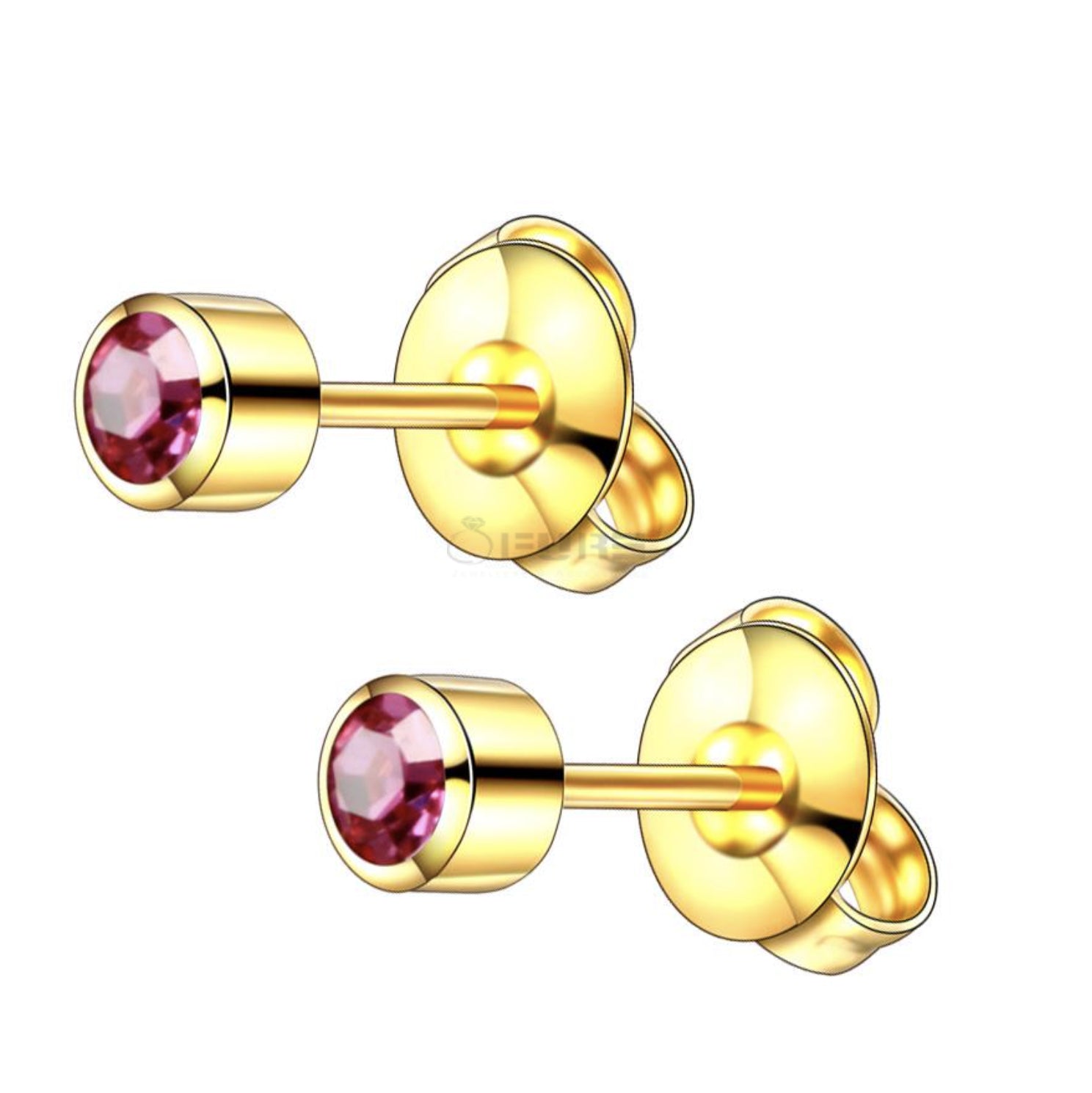 4Mm 18K Gold Plated Surgical Steel Cubic Zirconia round Cartilage Stud Earrings