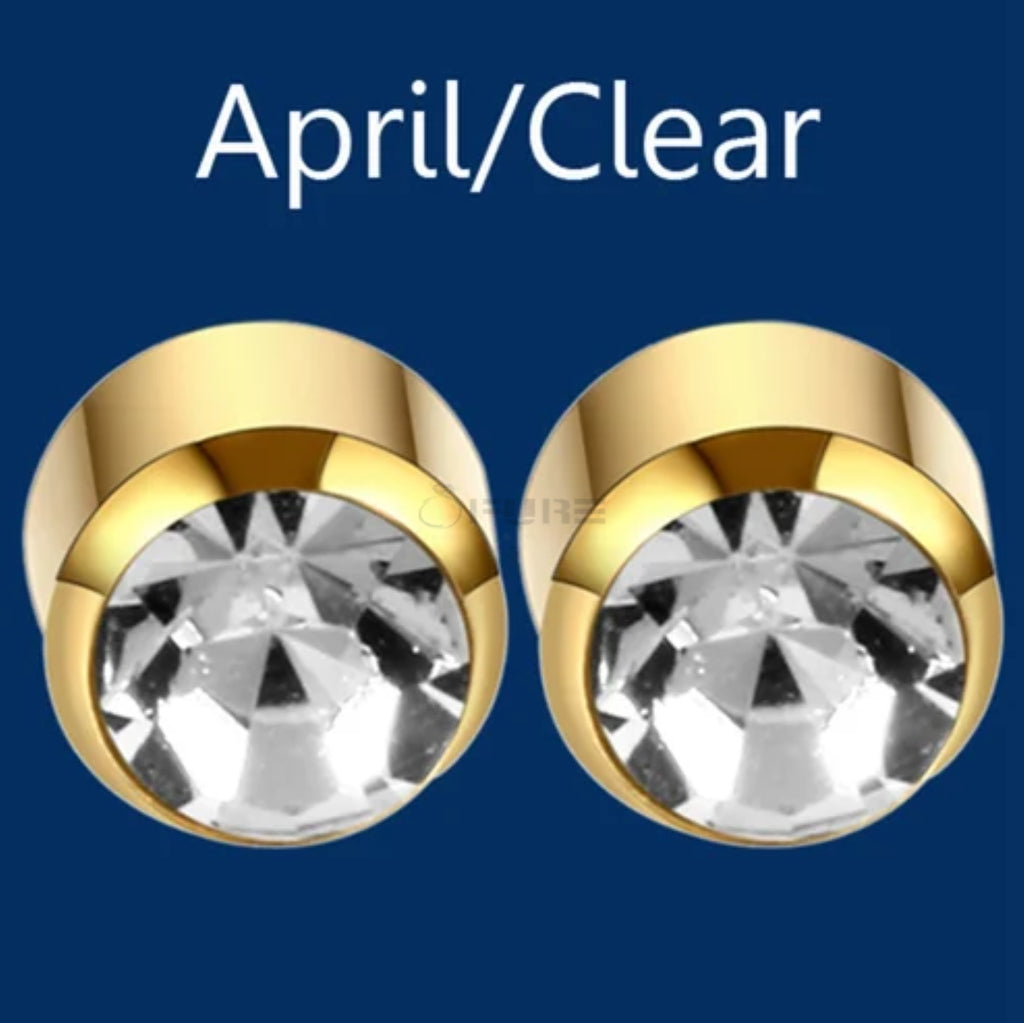 4Mm 18K Gold Plated Surgical Steel Cubic Zirconia round Cartilage Stud Earrings