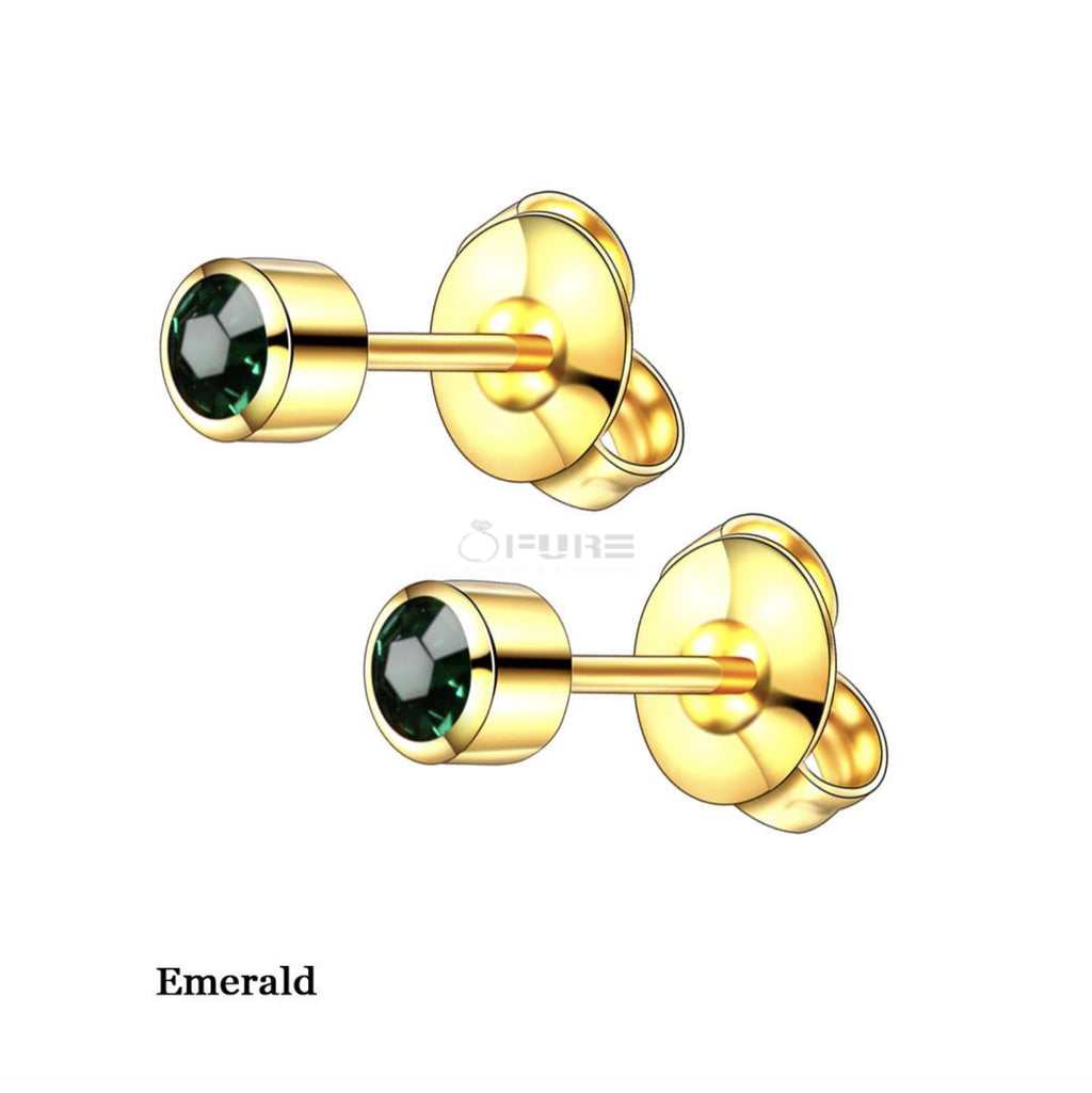 4Mm 18K Gold Plated Surgical Steel Cubic Zirconia round Cartilage Stud Earrings