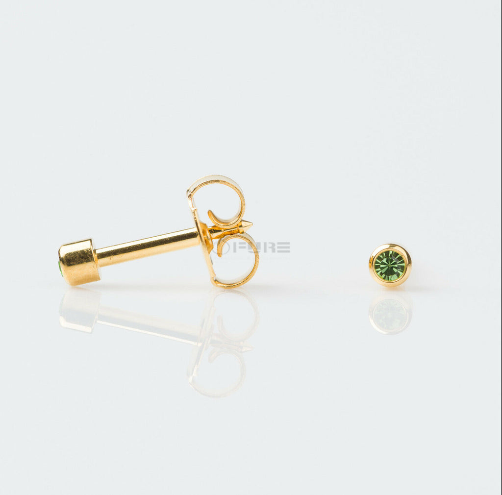 4Mm 18K Gold Plated Surgical Steel Cubic Zirconia round Cartilage Stud Earrings