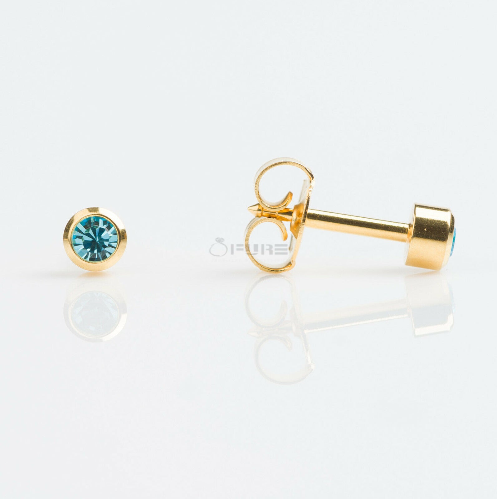 4Mm 18K Gold Plated Surgical Steel Cubic Zirconia round Cartilage Stud Earrings