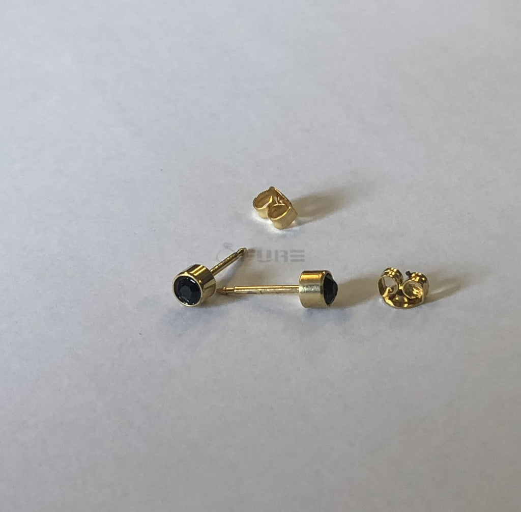 4Mm 18K Gold Plated Surgical Steel Cubic Zirconia round Cartilage Stud Earrings