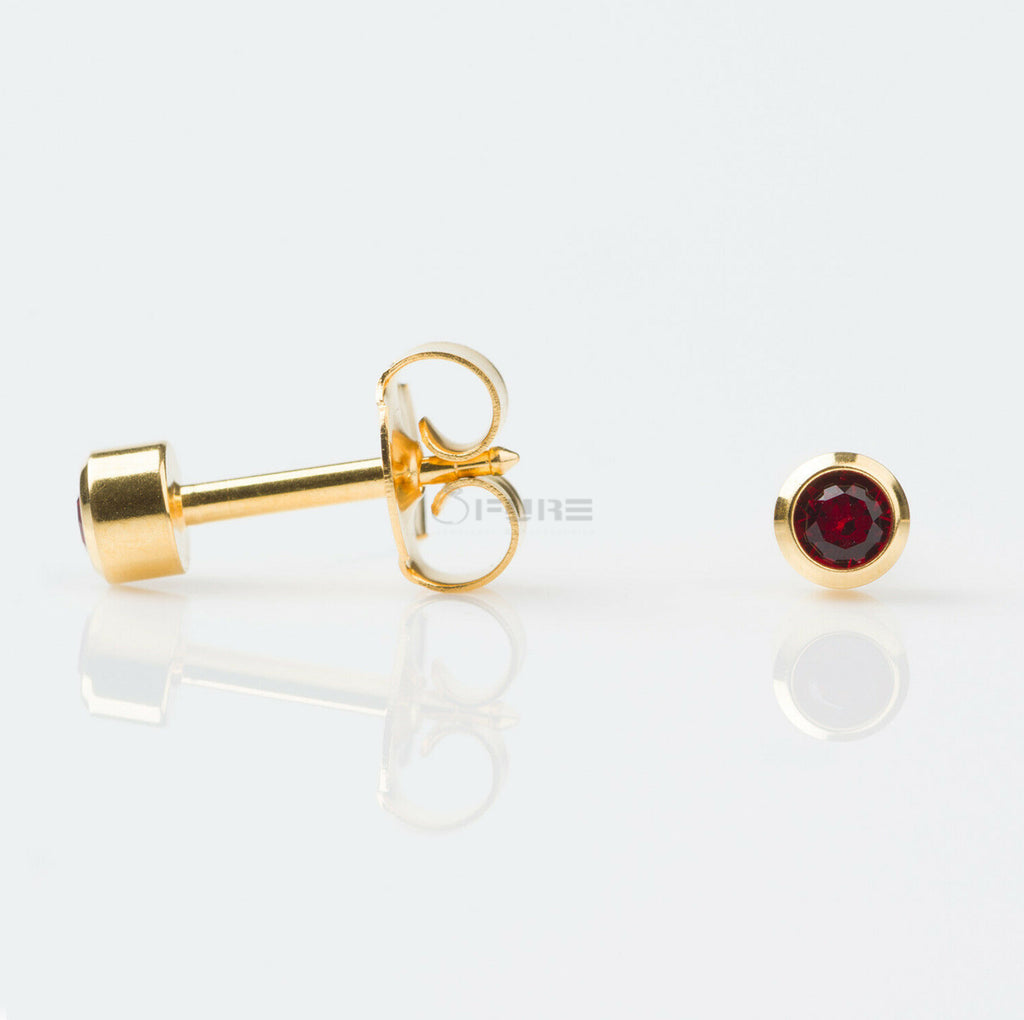 4Mm 18K Gold Plated Surgical Steel Cubic Zirconia round Cartilage Stud Earrings