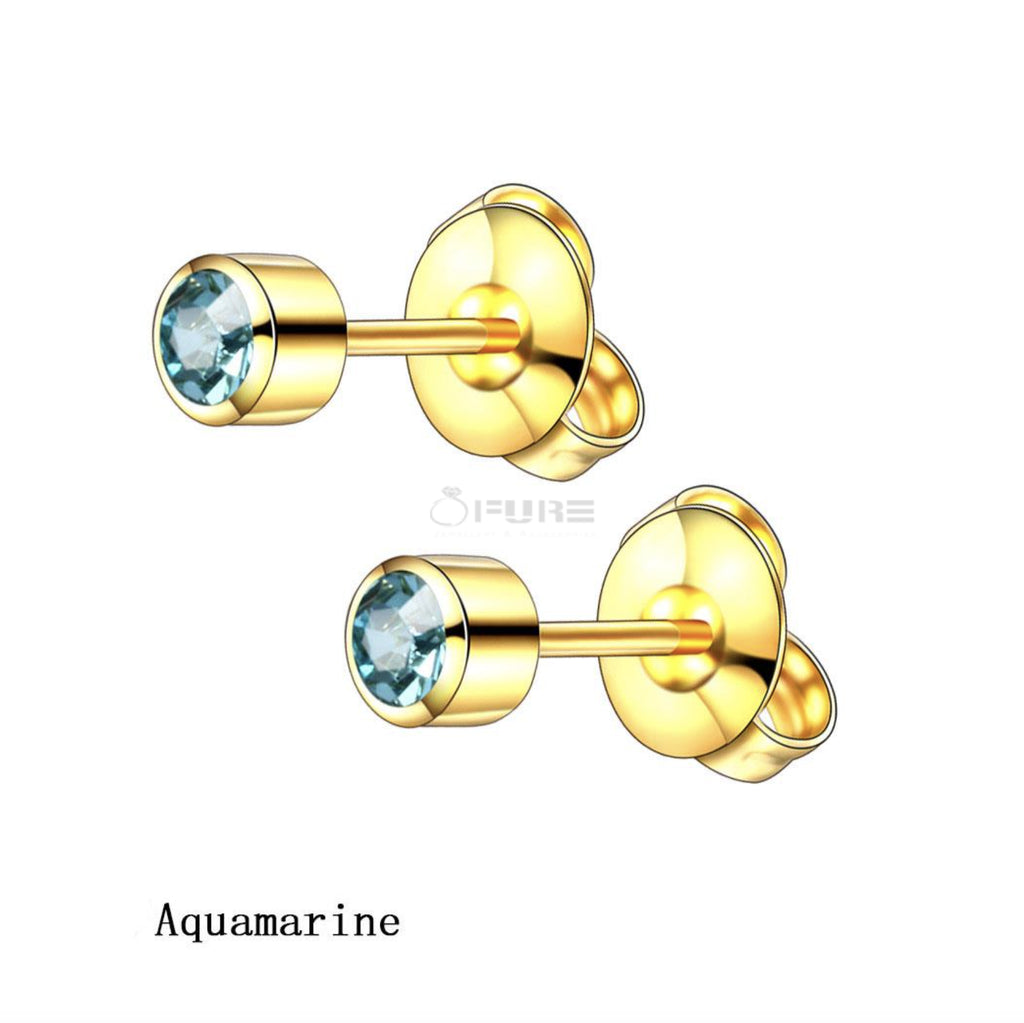 4Mm 18K Gold Plated Surgical Steel Cubic Zirconia round Cartilage Stud Earrings