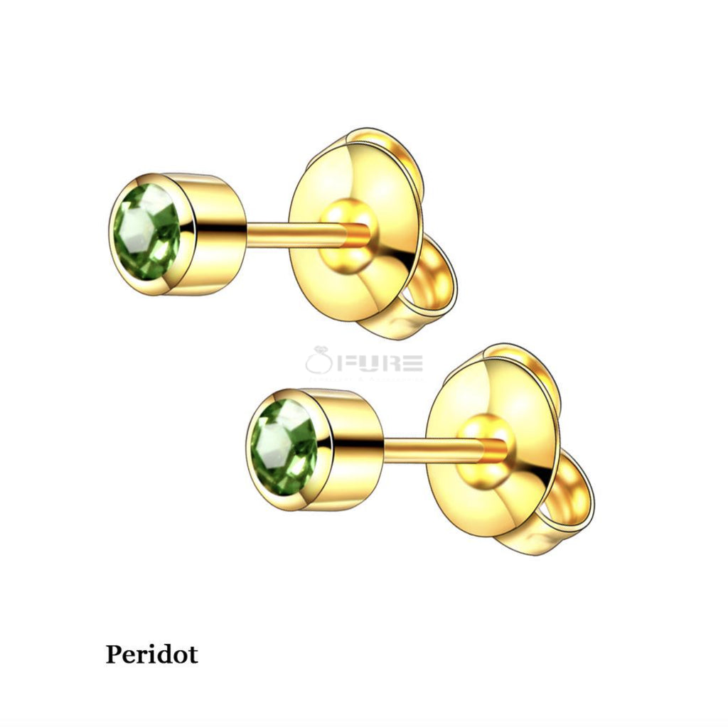 4Mm 18K Gold Plated Surgical Steel Cubic Zirconia round Cartilage Stud Earrings