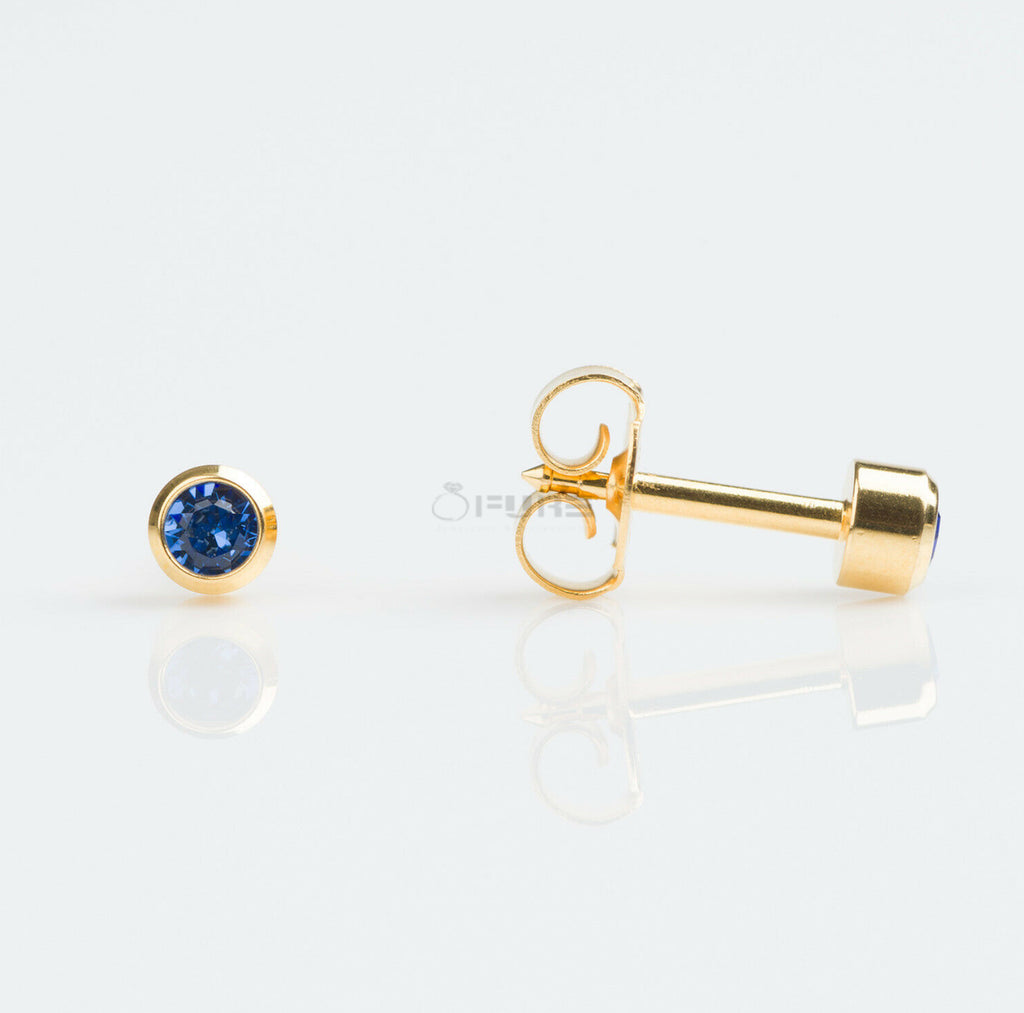 4Mm 18K Gold Plated Surgical Steel Cubic Zirconia round Cartilage Stud Earrings