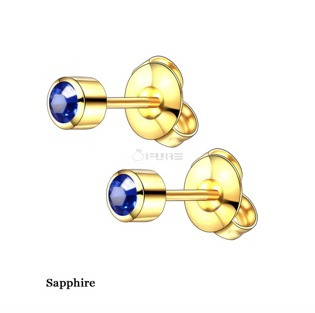 4Mm 18K Gold Plated Surgical Steel Cubic Zirconia round Cartilage Stud Earrings