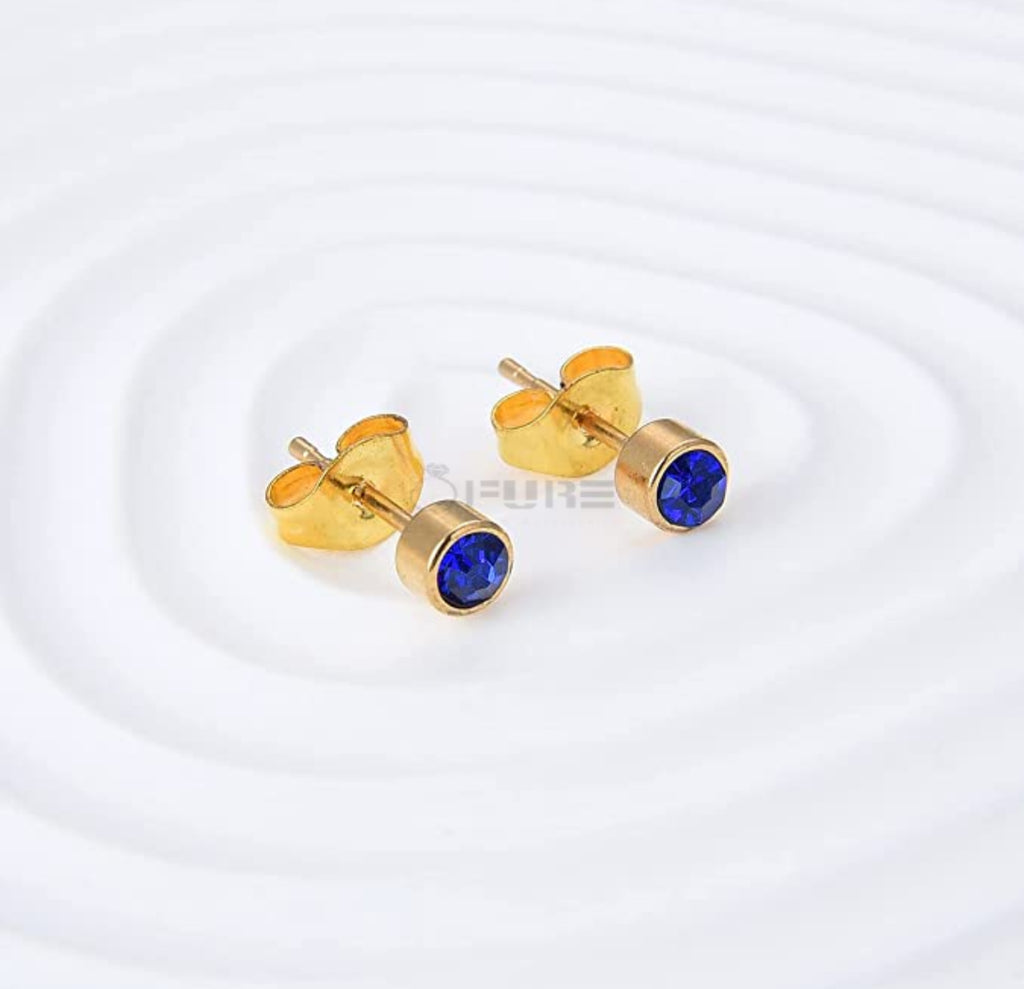 4Mm 18K Gold Plated Surgical Steel Cubic Zirconia round Cartilage Stud Earrings