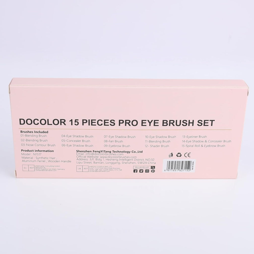 Eyeshadow Brushes  Eye Makeup Brushes 15Pieces Professional Eye Makeup Brush Set with Premium Wooden Handles for Eyeshadow, Concealer, Eyebrow, Eyelash and Eye Liners Neon (Pink, 15Pcs)