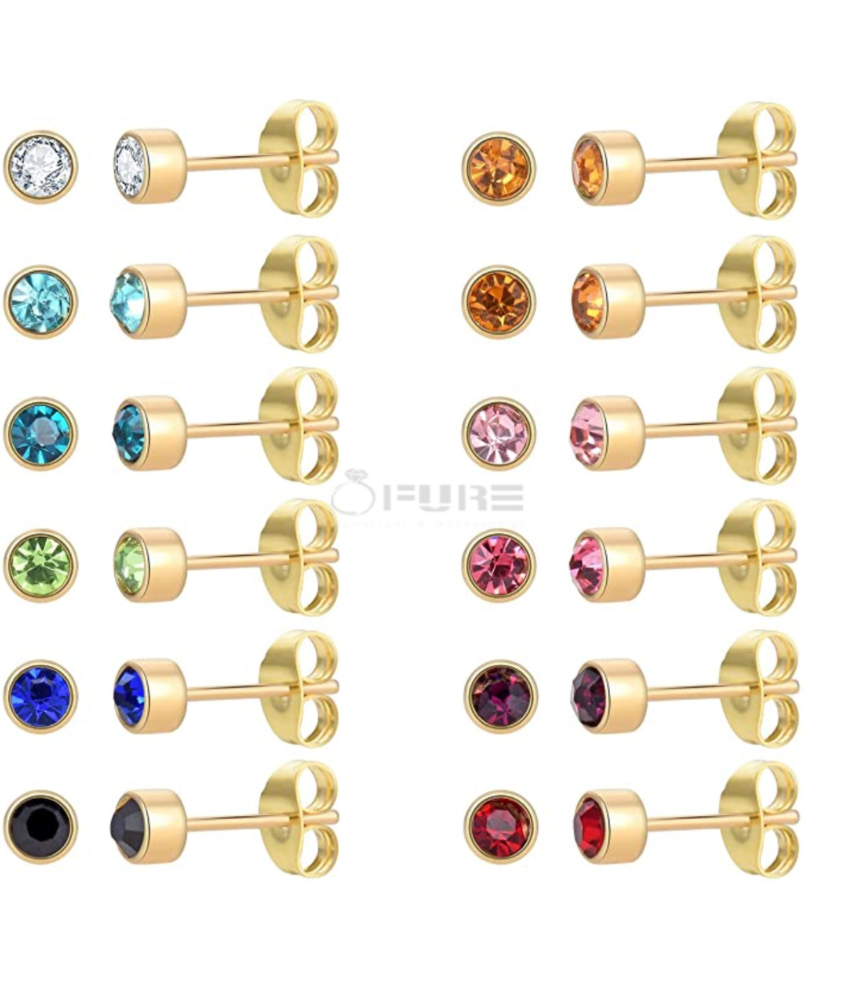 4Mm 18K Gold Plated Surgical Steel Cubic Zirconia round Cartilage Stud Earrings