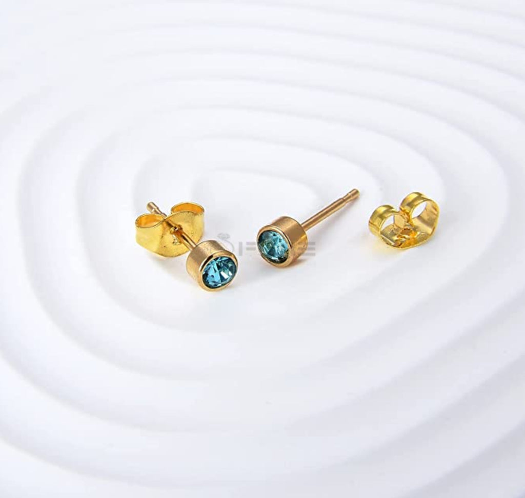4Mm 18K Gold Plated Surgical Steel Cubic Zirconia round Cartilage Stud Earrings