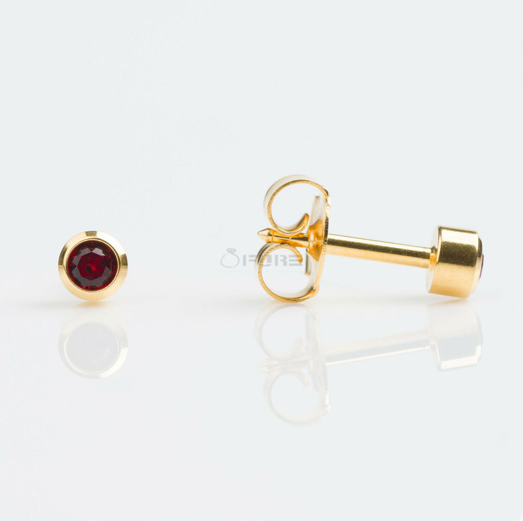 4Mm 18K Gold Plated Surgical Steel Cubic Zirconia round Cartilage Stud Earrings