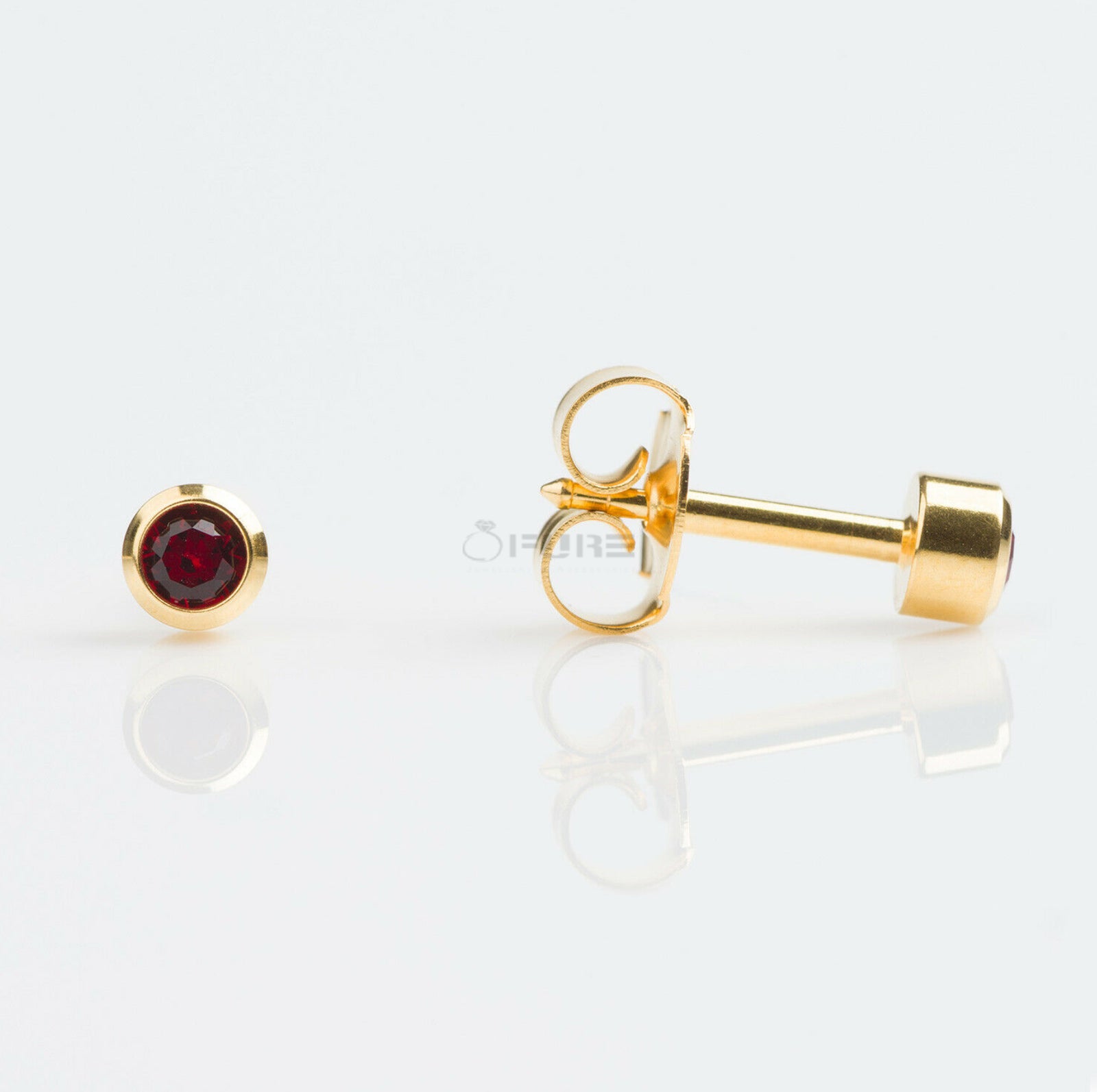 4Mm 18K Gold Plated Surgical Steel Cubic Zirconia round Cartilage Stud Earrings