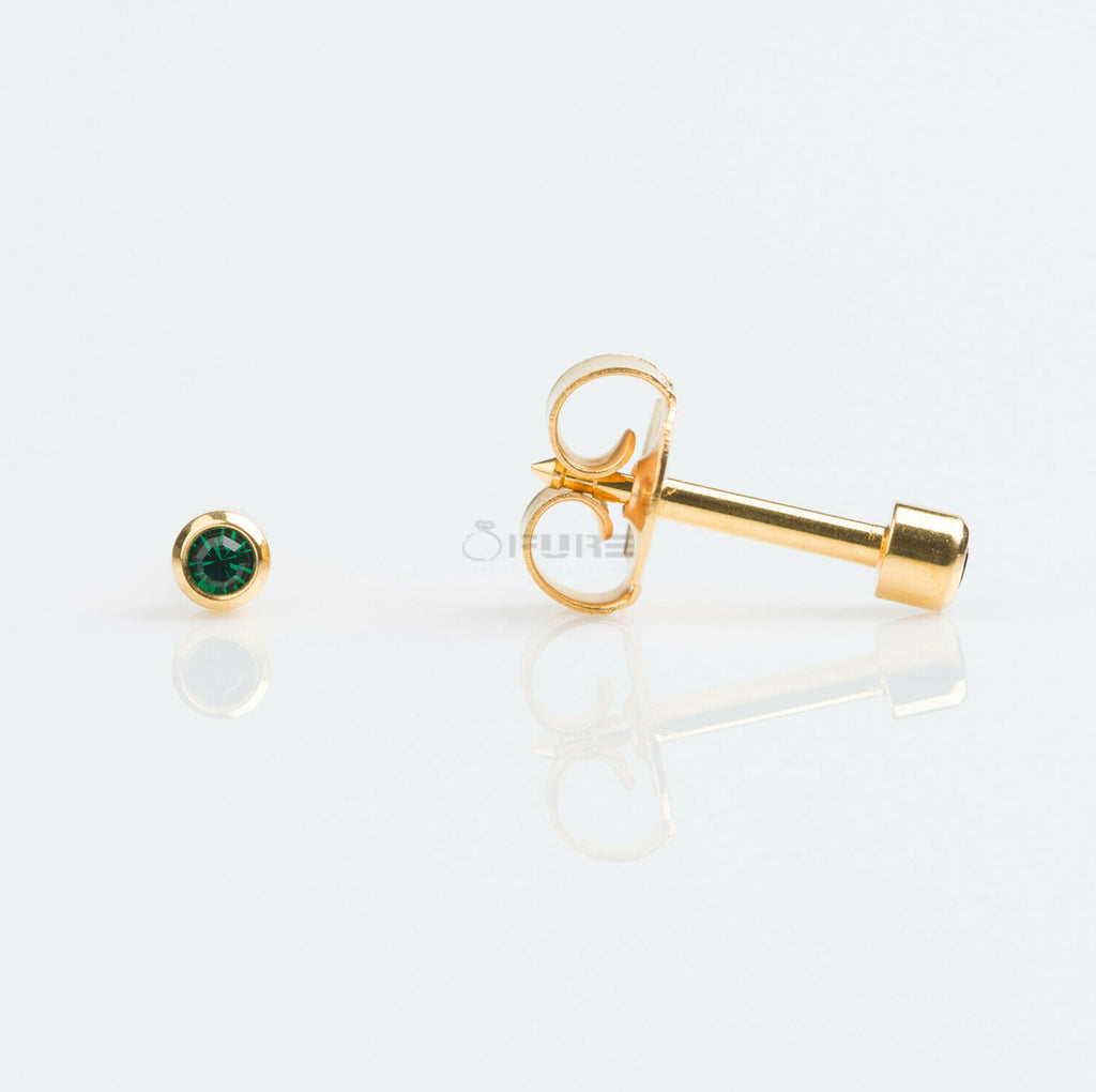 4Mm 18K Gold Plated Surgical Steel Cubic Zirconia round Cartilage Stud Earrings