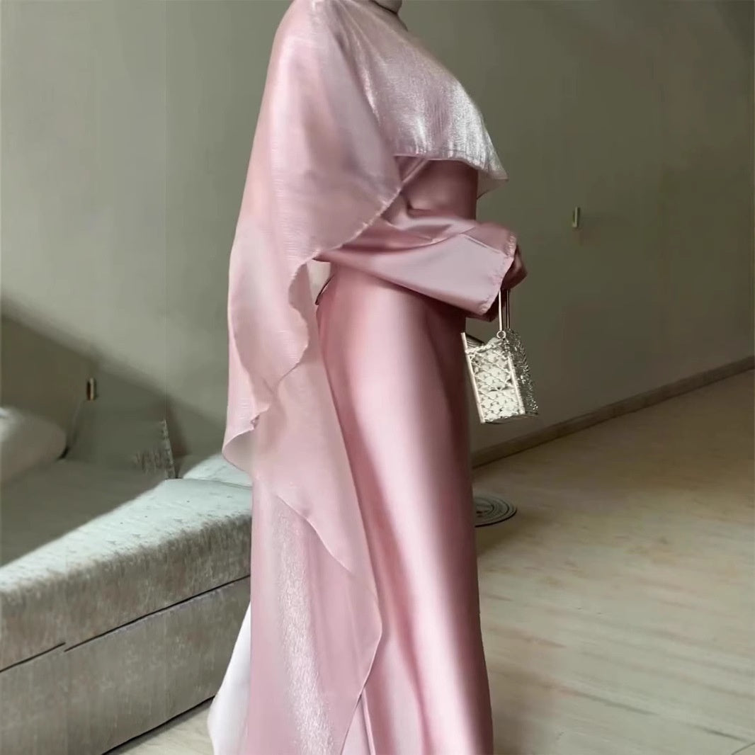 Women's Slim-fit Long Sleeve Tied Luxury Silky Dress
