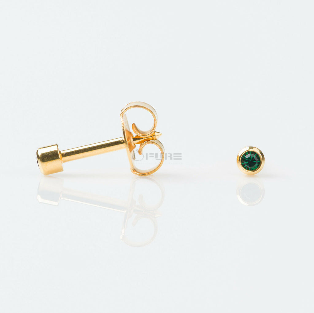 4Mm 18K Gold Plated Surgical Steel Cubic Zirconia round Cartilage Stud Earrings