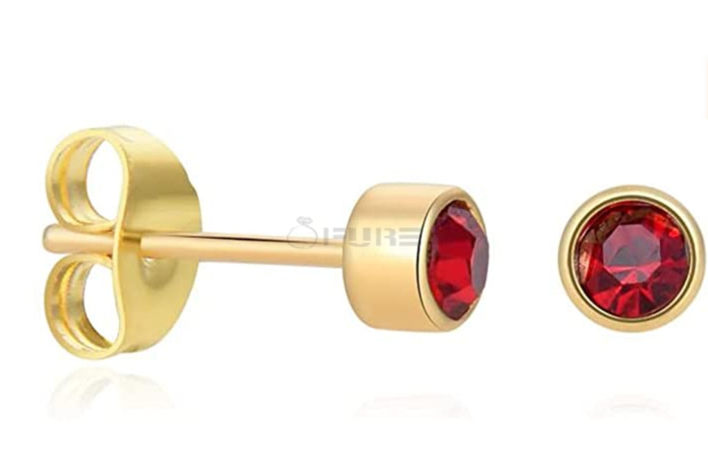 4Mm 18K Gold Plated Surgical Steel Cubic Zirconia round Cartilage Stud Earrings