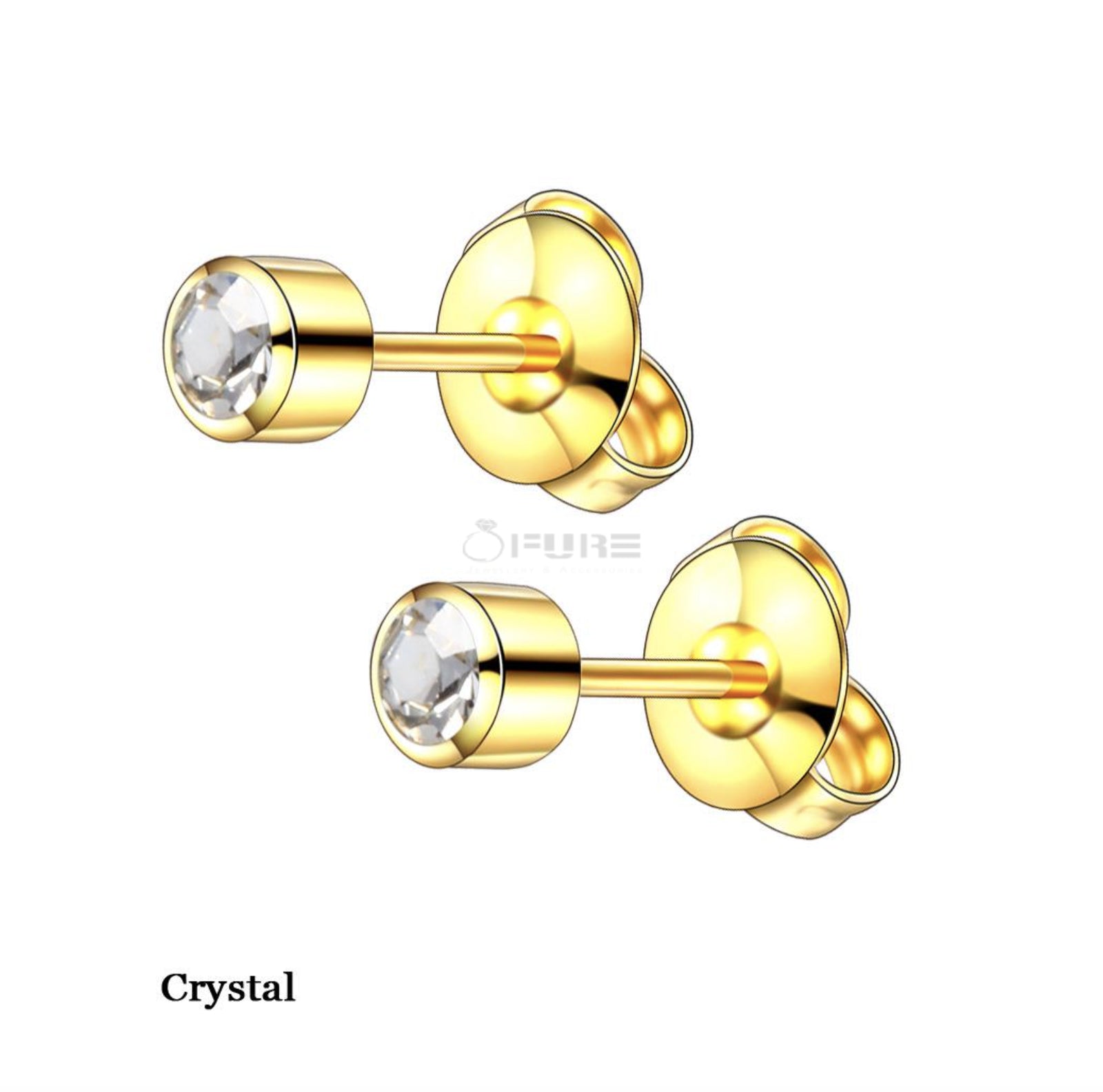 4Mm 18K Gold Plated Surgical Steel Cubic Zirconia round Cartilage Stud Earrings