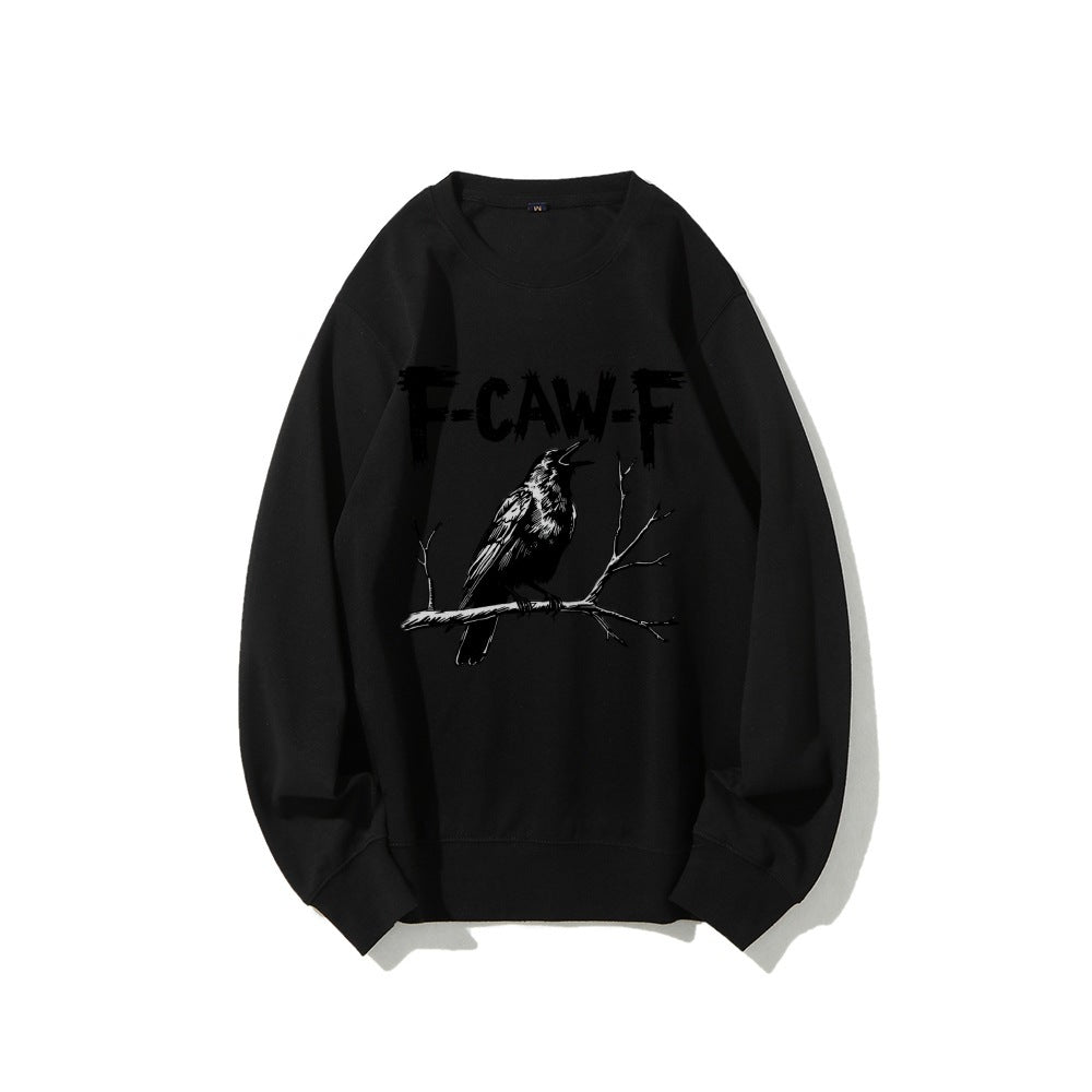 Crow Pattern Printing Autumn New Loose Daily Leisure Men's Women's Pullover