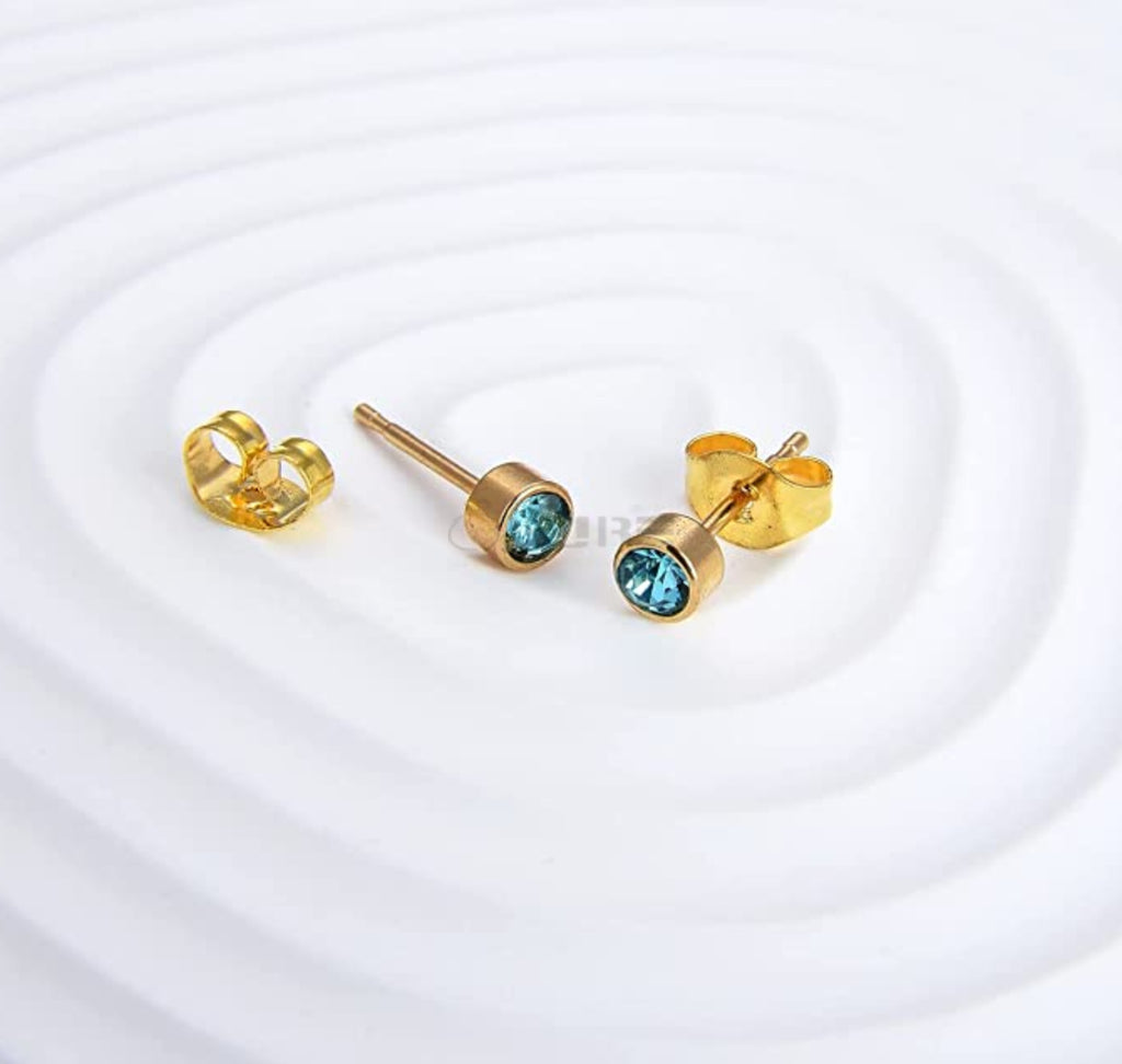 4Mm 18K Gold Plated Surgical Steel Cubic Zirconia round Cartilage Stud Earrings