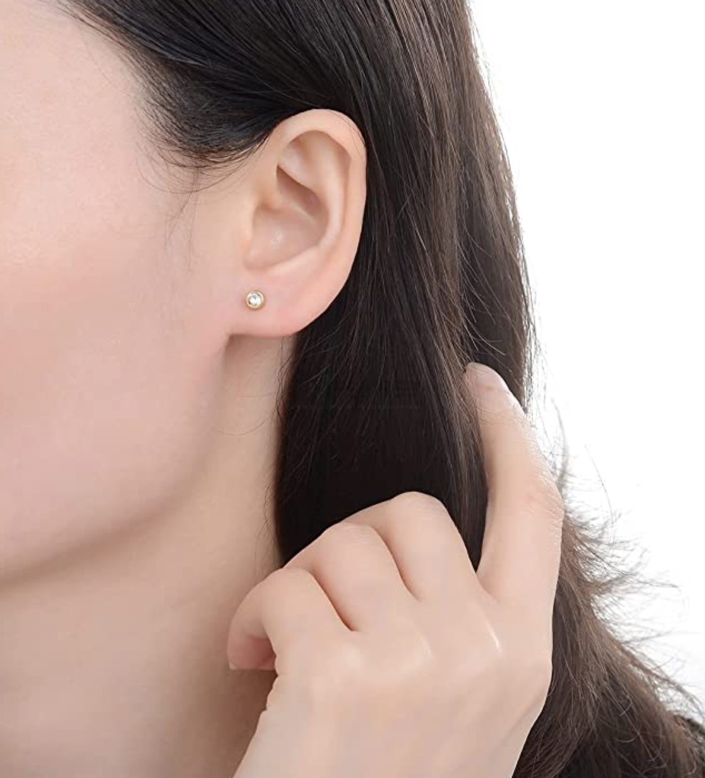 4Mm 18K Gold Plated Surgical Steel Cubic Zirconia round Cartilage Stud Earrings